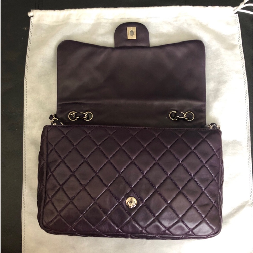 SOLD**Chanel Classic Jumbo Dark Purple Flap Bag - Picture 9 of 15